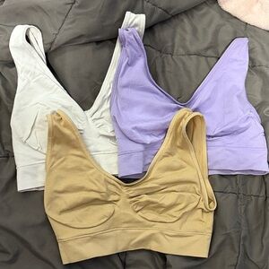 Women's Sport Bra Set - White, Purple, Tan